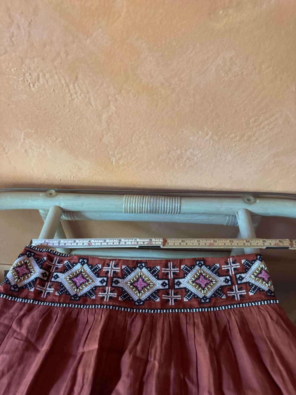 Anthropologie Embroidered Maxi Skirt S Boho Tiered Cotton Festival - Picture 8 of 10